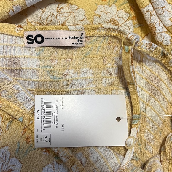 SO Yellow White Floral Smocked Bodice Tiered Maxi Sun Dress NWT - Picture 12 of 14